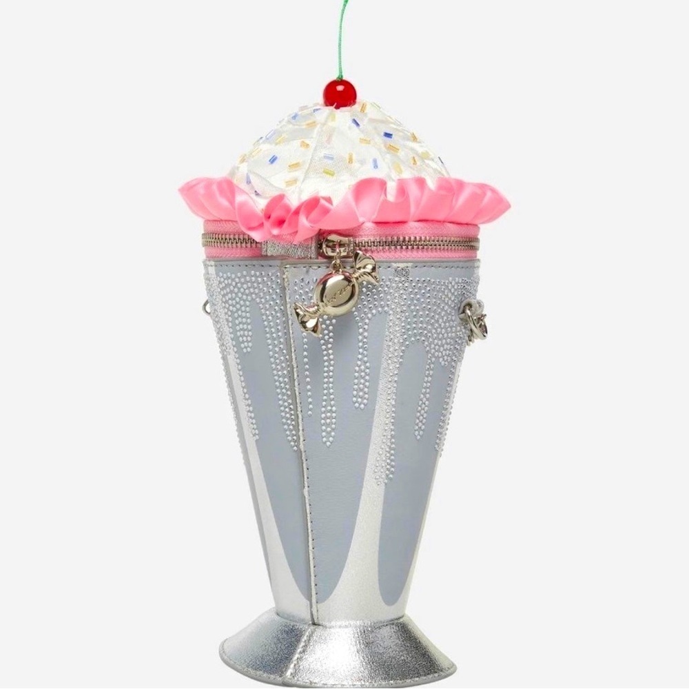 π¨ π NWT Betsey Johnson Kitsch Shake It Up Silver Purse (in original plastic) - Picture 3 of 6